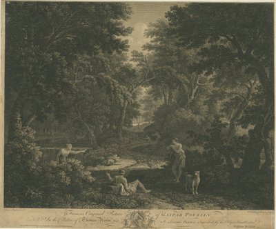 Shugborough - Cena da floresta: gravura, nd [ Meados do final do século XVII] de William Woollett
