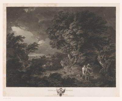 Paisagem tempestuosa com Dido e Eneias Dido e Enéias (título no objeto) de William Woollett