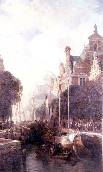 A View of a Canal in Rotterdam (óleo sobre tela) de William Wyld