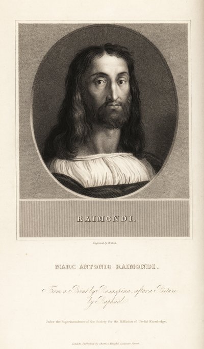 Retrato de Marcantonio Raimondi, gravador italiano, cerca de 1470-1534 de William the Younger Holl