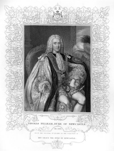 Retrato de Thomas Pelham-Holles, 1º Duque de Newcastle de William the Younger Holl