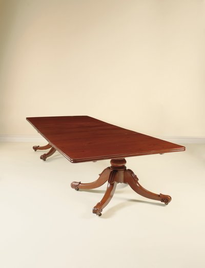 Mesa de jantar de pedestal duplo irlandês George IV, c.1825 (mogno) de Williams and Gibton (attr. to) Mack