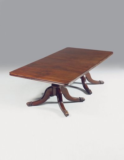 Mesa de jantar de pedestal duplo da Irish Regency (mogno) de Williams and Gibton (attr. to) Mack