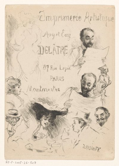 Cartão de visita da impressora Eugène Delâtre em Paris de Willibald Wolf Rudinoff