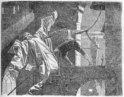 "A história dos jovens que foram para aprender o que era o medo" (xilogravura) de Willy von Beckerath