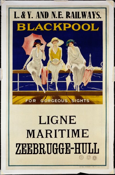 Blackpool, L. & Y. and NE Railways, c.1930 (litografia em cores) de Wilton Williams