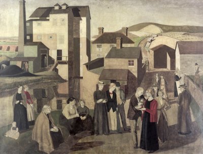Uma Cena numa Rua Village com, Mill-Hands Conversing de Winifred Knights
