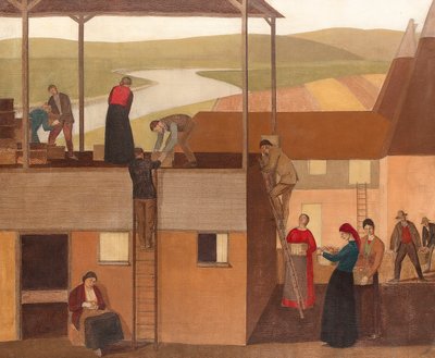Design para decoração de paredes, c.1918 (óleo sobre tela) de Winifred Knights