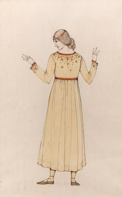 Autorretrato (caneta e tinta com lavagem no papel) de Winifred Knights