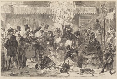 A Snow Slide in the City, publicado em 1860. de Winslow Homer