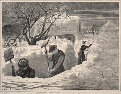 Uma manhã de inverno, - trabalhando com pá, 1871. de Winslow Homer