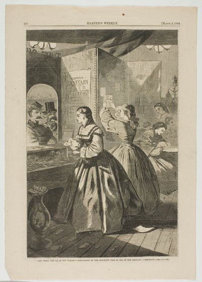 "Qualquer coisa para mim, por favor" - Correio da Feira de Brooklyn em Ajuda à Comissão Sanitária de Winslow Homer