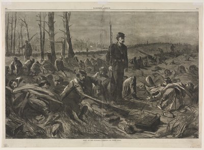 Exército de Potomac - Dormindo em seus braços, 1864. de Winslow Homer