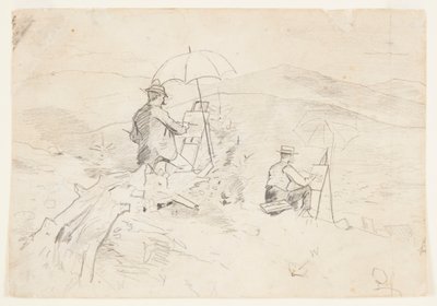 Artistas desenhando nas montanhas brancas de Winslow Homer