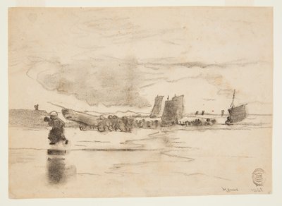Praia na maré baixa, Cullercoats, Inglaterra de Winslow Homer