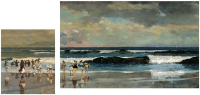 Cena de praia amp; Na praia de Winslow Homer