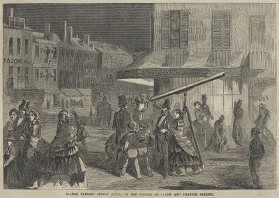 Cena da Boston Evening Street, na esquina das ruas Court e Brattle de Winslow Homer