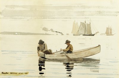 Meninos pescando, porto de Gloucester, 1880 de Winslow Homer