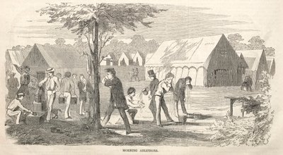 Esboços das reuniões do acampamento: Abluções da manhã, 1858. de Winslow Homer