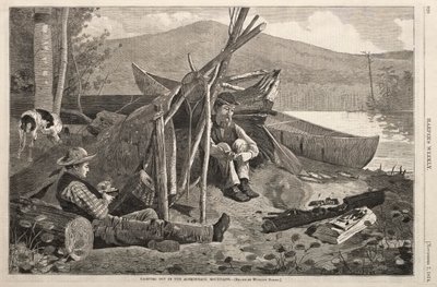 Acampando nas montanhas Adirondack, 1874. de Winslow Homer