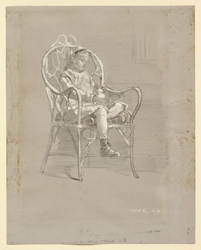 Criança sentada numa cadeira de verga de Winslow Homer