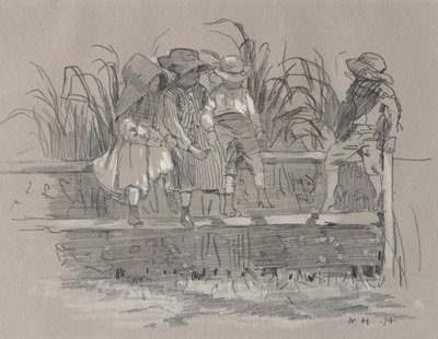 Crianças sentadas em uma cerca de Winslow Homer