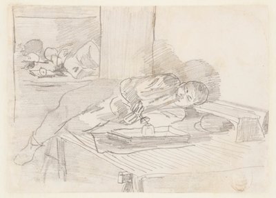 Homem chinês fumando um cachimbo de ópio em um Baxter Street Club House, Nova York de Winslow Homer