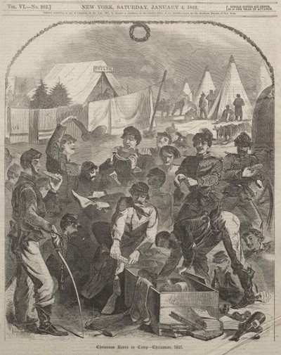 Caixas de Natal no acampamento - Natal de 1861 de Winslow Homer