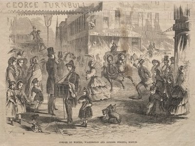 Corner Winter, Washington e Summer Streets, Boston, 1857. de Winslow Homer
