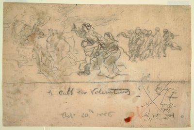 Desenho, Um apelo aos voluntários, 20 de outubro de 1886 de Winslow Homer