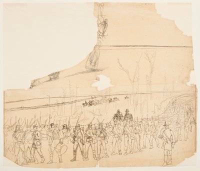 Desenho, Uma coluna de infantaria em marcha, 1862 de Winslow Homer