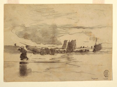 Desenho, Praia na maré baixa, Cullercoats, Inglaterra, 1881 de Winslow Homer