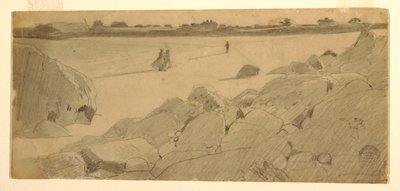 Desenho, Praia em Marshfield, 1869-74 de Winslow Homer