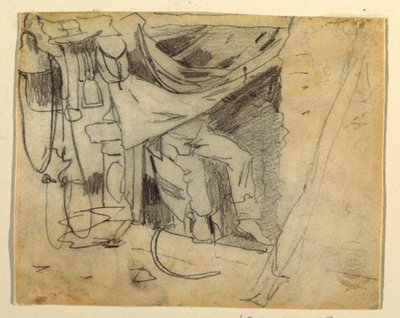 Desenho, Antes de uma cabana do exército, 1862 de Winslow Homer