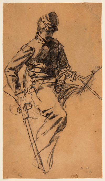 Desenho, Soldado de Cavalaria a cavalo, 1863 de Winslow Homer