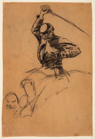 Desenho, Soldado de Cavalaria com Espada a Cavalo, 1863 de Winslow Homer