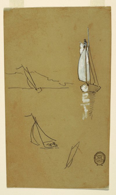 Desenho, Quatro esboços de saveiros, 1880 de Winslow Homer