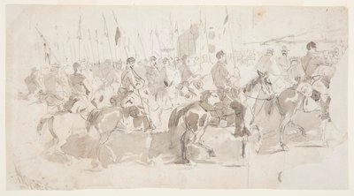 Desenho do Sexto Regimento de Cavalaria do General McClellan a embarcar em Alexandria para Old Point Comfort, 2 de abril de 1862 de Winslow Homer