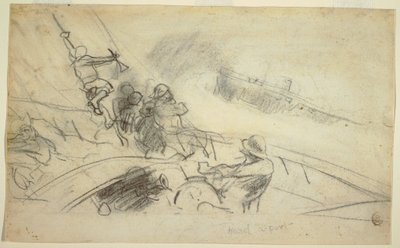 Desenho, Hard-a-Port, 1885-90 de Winslow Homer