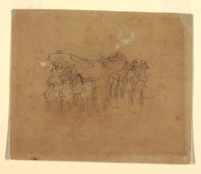 Desenho, Lifeboat with Carriage (Estudo para "The Wreck", pintura a óleo datada de 1896, Carnegie Institute, Pittsburgh, PA), 1895-96 [ou possivelmente 1881] de Winslow Homer