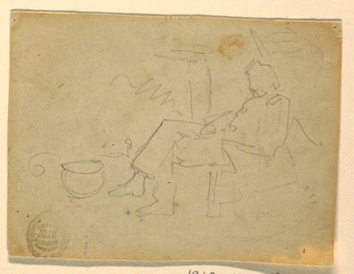 Desenho, Soldado Sentado, 1862 de Winslow Homer