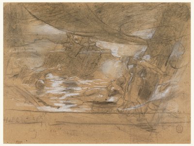 Desenho, convés de navio com duas mulheres, possivelmente 15 de julho de 1886 de Winslow Homer