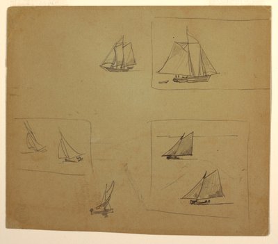 Desenho, Esboços de embarcações à vela, 1881-82 de Winslow Homer