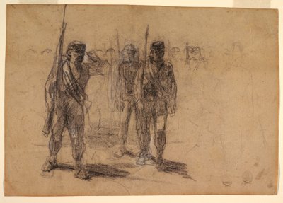 Desenho, Soldados a perfurar, provavelmente 1864 de Winslow Homer
