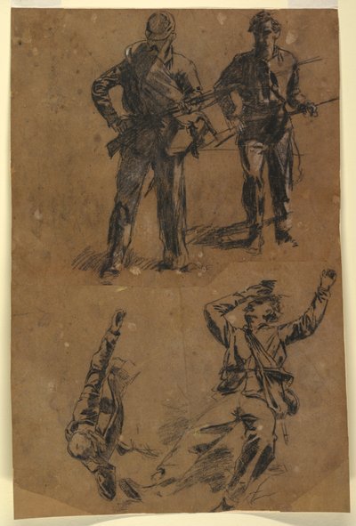 Desenho, Estudos de soldados, 1863-65 de Winslow Homer