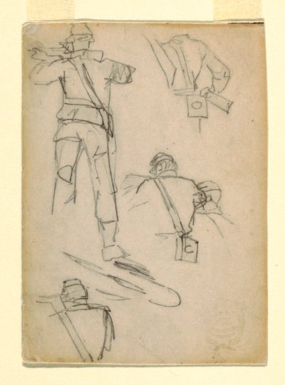 Desenho, Estudos de soldados a fazer pontaria, 1862 de Winslow Homer