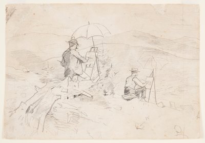 Desenho, Estudo para "Artistas Desenhando nas Montanhas Brancas" e "O Artista no Campo", 1868 de Winslow Homer