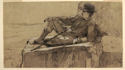 Desenho, Estudo para "Alpinista em repouso", 1868-69 de Winslow Homer