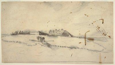 Desenho, Três barcos com pescadores a lançar a rede, 1881-82 de Winslow Homer