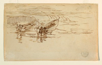 Desenho, Dois Dories a serem lançados, Inglaterra, 1881 de Winslow Homer